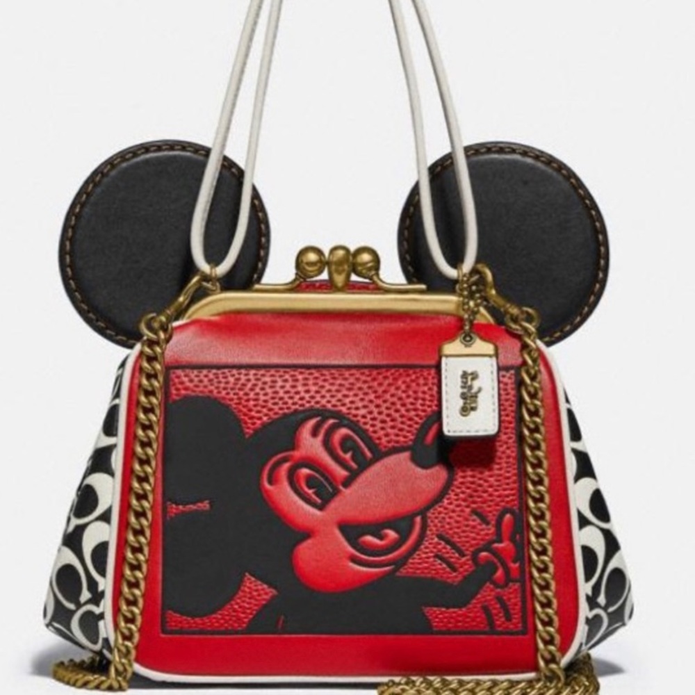 NWT COACH X Disney Mickey Mouse Keith Haring Kisslock Crossbody Bag